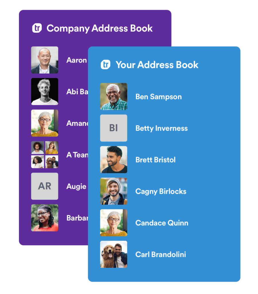 Interface private and shared contacts example